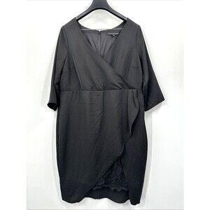 Torrid Sheath Dress Plus Size 20 Back Short Sleeve Faux Wrap Lace Party Chic